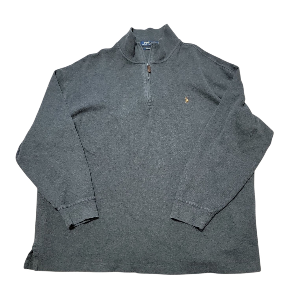 Polo Ralph Lauren Estate Rib Mens Size 2XB 1/4 Quarter Zip Gray Pullover
